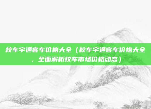 校车宇通客车价格大全（校车宇通客车价格大全，全面解析校车市场价格动态）