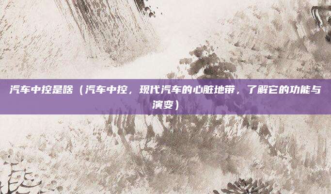 汽车中控是啥（汽车中控，现代汽车的心脏地带，了解它的功能与演变）