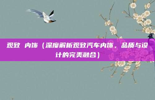观致 内饰(深度解析观致汽车内饰,品质与设计的完美融合)
