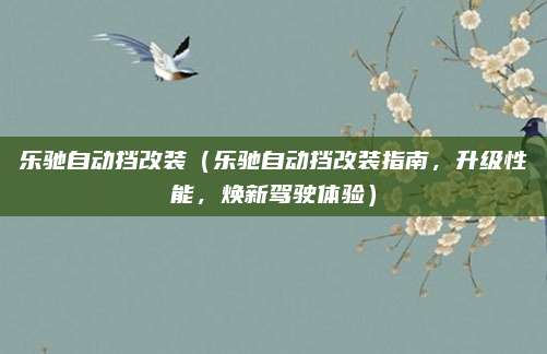 乐驰自动挡改装(乐驰自动挡改装指南,升级性能,焕新驾驶体验)