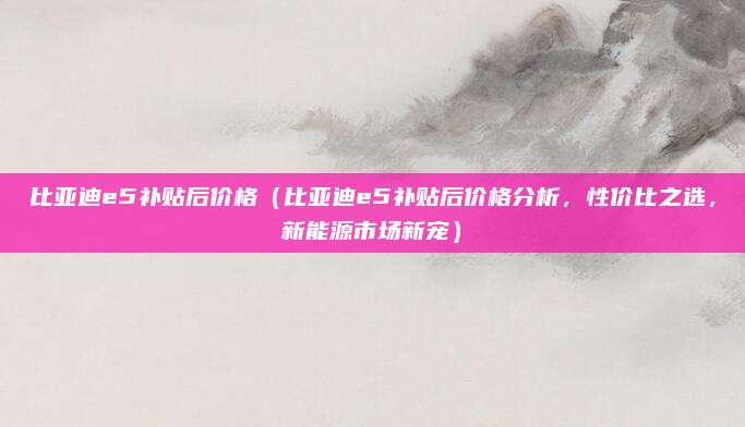 比亚迪e5补贴后价格(比亚迪e5补贴后价格分析,性价比之选,新能源市场新宠)