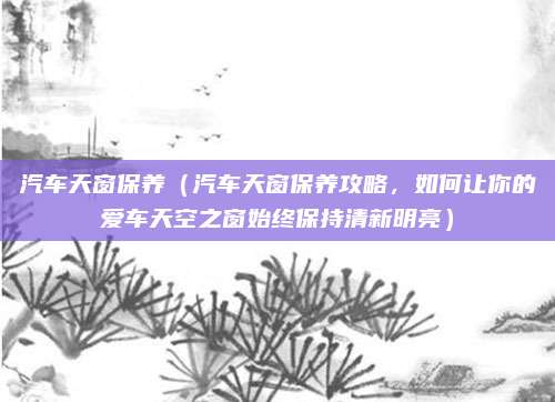 汽车天窗保养(汽车天窗保养攻略,如何让你的爱车天空之窗始终保持清新明亮)