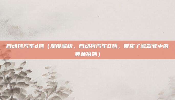 自动挡汽车d档(深度解析,自动挡汽车D档,带你了解驾驶中的黄金搭档)