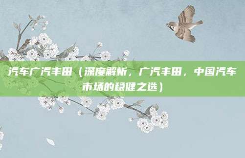 汽车广汽丰田(深度解析,广汽丰田,中国汽车市场的稳健之选)