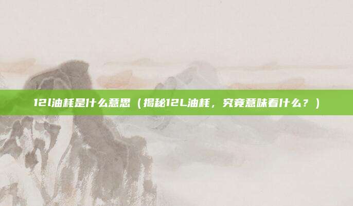 12l油耗是什么意思(揭秘12L油耗,究竟意味着什么?)