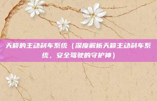 天籁的主动刹车系统（深度解析天籁主动刹车系统，安全驾驶的守护神）