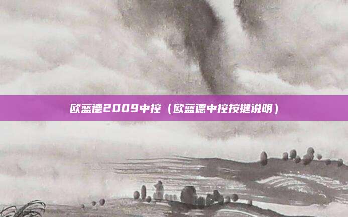 欧蓝德2009中控(欧蓝德中控按键说明)