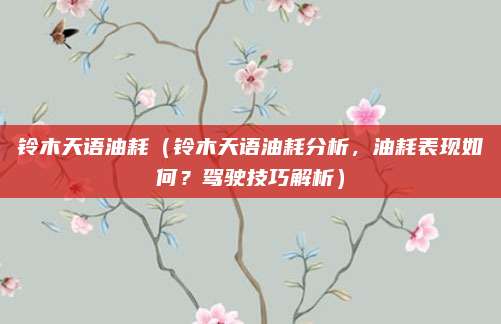 铃木天语油耗(铃木天语油耗分析,油耗表现如何?驾驶技巧解析)