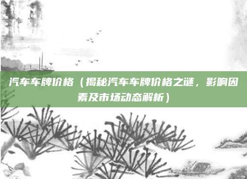 汽车车牌价格(揭秘汽车车牌价格之谜,影响因素及市场动态解析)