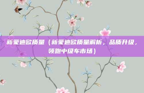 新蒙迪欧质量(新蒙迪欧质量解析,品质升级,领跑中级车市场)