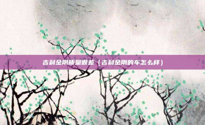 吉利金刚质量很差(吉利金刚的车怎么样)