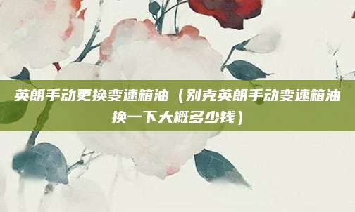 英朗手动更换变速箱油(别克英朗手动变速箱油换一下大概多少钱)