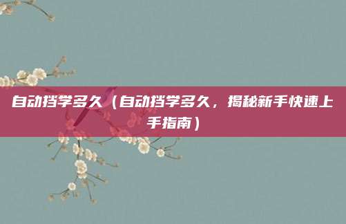 自动挡学多久（自动挡学多久，揭秘新手快速上手指南）