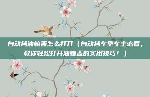 自动挡油箱盖怎么打开（自动挡车型车主必看，教你轻松打开油箱盖的实用技巧！）