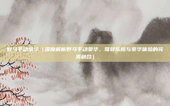 野马手动豪华（深度解析野马手动豪华，驾驭乐趣与豪华体验的完美融合）