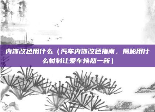 内饰改色用什么（汽车内饰改色指南，揭秘用什么材料让爱车焕然一新）