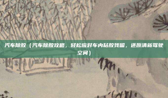 汽车除胶(汽车除胶攻略,轻松应对车内粘胶残留,还原清新驾驶空间)