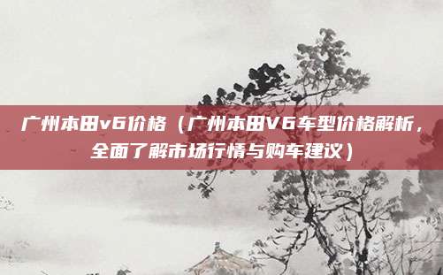广州本田v6价格(广州本田V6车型价格解析,全面了解市场行情与购车建议)