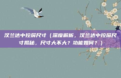 汉兰达中控屏尺寸（深度解析，汉兰达中控屏尺寸揭秘，尺寸大不大？功能如何？）