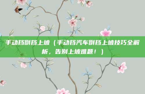 手动挡倒挡上坡（手动挡汽车倒挡上坡技巧全解析，告别上坡难题！）