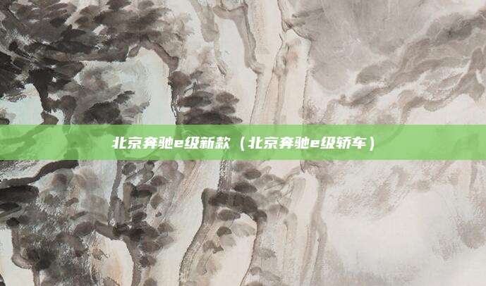 北京奔驰e级新款(北京奔驰e级轿车)