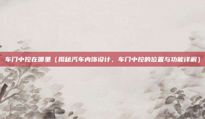 车门中控在哪里（揭秘汽车内饰设计，车门中控的位置与功能详解）