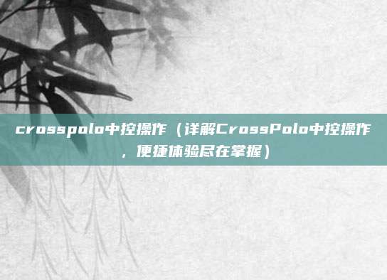 crosspolo中控操作（详解CrossPolo中控操作，便捷体验尽在掌握）