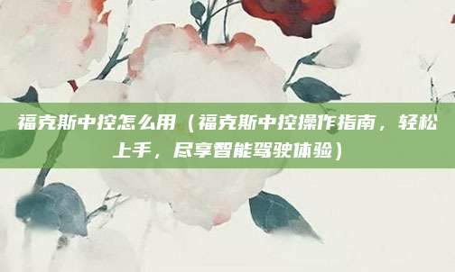 福克斯中控怎么用（福克斯中控操作指南，轻松上手，尽享智能驾驶体验）