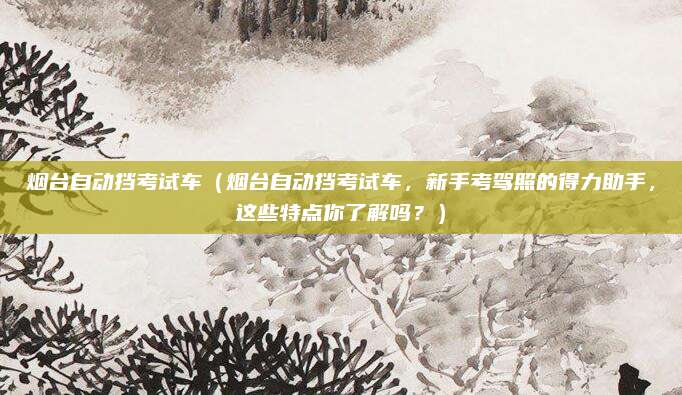 烟台自动挡考试车(烟台自动挡考试车,新手考驾照的得力助手,这些特点你了解吗?)