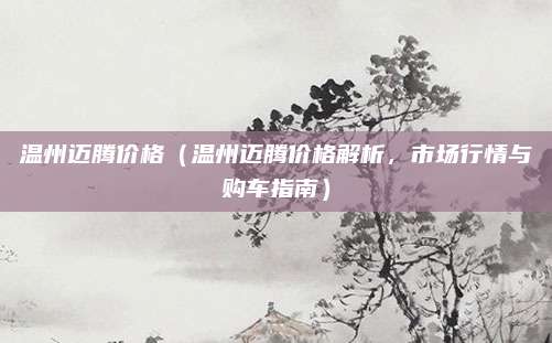温州迈腾价格(温州迈腾价格解析,市场行情与购车指南)