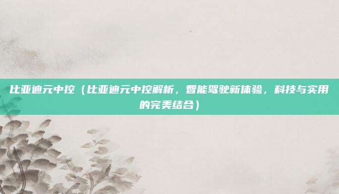 比亚迪元中控(比亚迪元中控解析,智能驾驶新体验,科技与实用的完美结合)