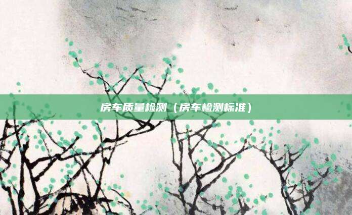房车质量检测(房车检测标准)