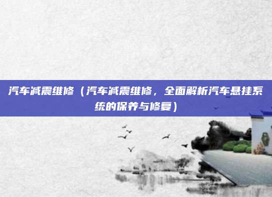 汽车减震维修(汽车减震维修,全面解析汽车悬挂系统的保养与修复)