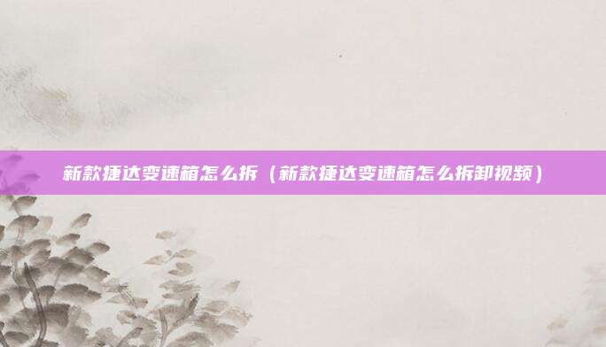 新款捷达变速箱怎么拆(新款捷达变速箱怎么拆卸视频)