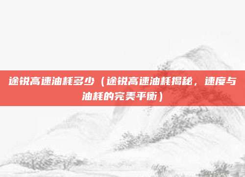 途锐高速油耗多少(途锐高速油耗揭秘,速度与油耗的完美平衡)