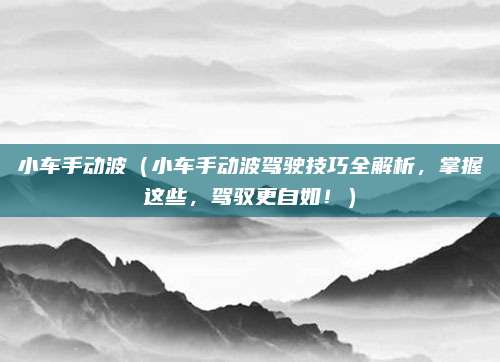 小车手动波(小车手动波驾驶技巧全解析,掌握这些,驾驭更自如!)