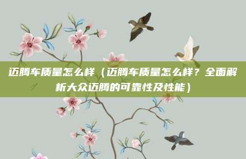 迈腾车质量怎么样(迈腾车质量怎么样?全面解析大众迈腾的可靠性及性能)