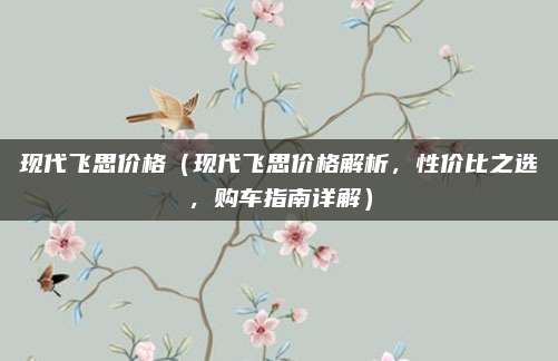 现代飞思价格(现代飞思价格解析,性价比之选,购车指南详解)