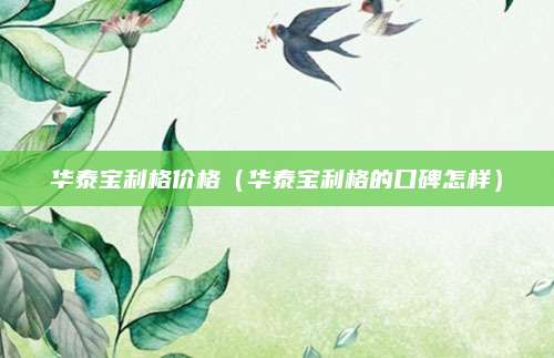 华泰宝利格价格(华泰宝利格的口碑怎样)