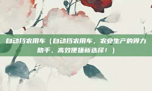 自动挡农用车(自动挡农用车,农业生产的得力助手,高效便捷新选择!)