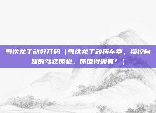 雪铁龙手动好开吗(雪铁龙手动挡车型,操控自如的驾驶体验,你值得拥有!)