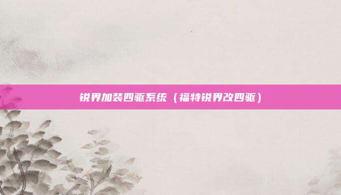 锐界加装四驱系统(福特锐界改四驱)