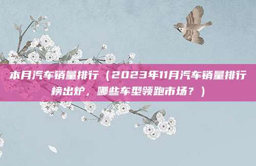 本月汽车销量排行(2023年11月汽车销量排行榜出炉,哪些车型领跑市场?)
