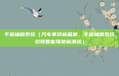 手指辅助系统（汽车革命新篇章，手指辅助系统引领智能驾驶新潮流）