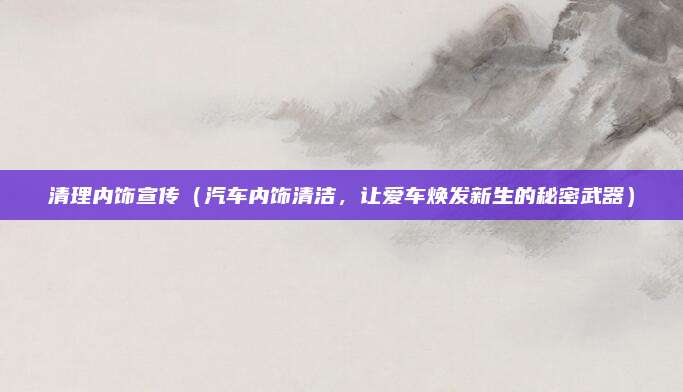 清理内饰宣传(汽车内饰清洁,让爱车焕发新生的秘密武器)