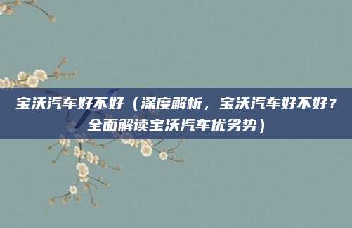 宝沃汽车好不好(深度解析,宝沃汽车好不好?全面解读宝沃汽车优劣势)