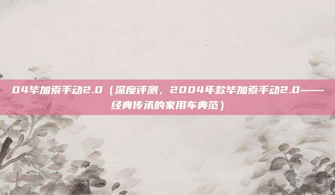 04毕加索手动2.0(深度评测,2004年款毕加索手动2.0——经典传承的家用车典范)