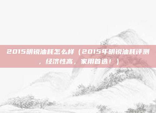 2015明锐油耗怎么样(2015年明锐油耗评测,经济性高,家用首选!)