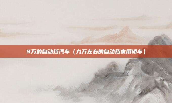 9万的自动挡汽车(九万左右的自动挡家用轿车)
