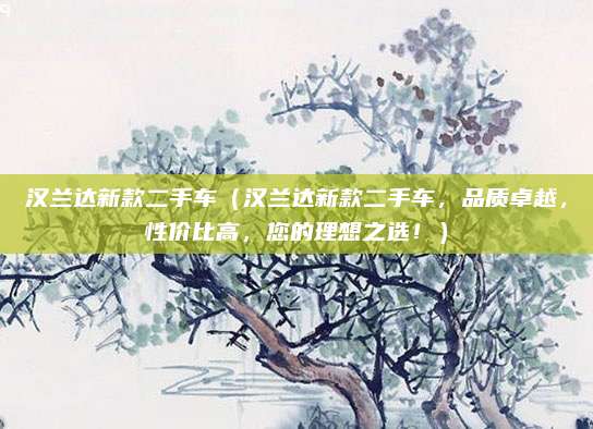 汉兰达新款二手车(汉兰达新款二手车,品质卓越,性价比高,您的理想之选!)